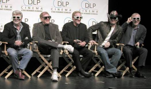 George Lucas, Robert Zumeckis, Randal Kleiser, Robert Rodriquez, and James Cameron at ShoWest 2005 Wearing 3D Glasses, photo courtesy of Boyd MacNaughton of NuVision